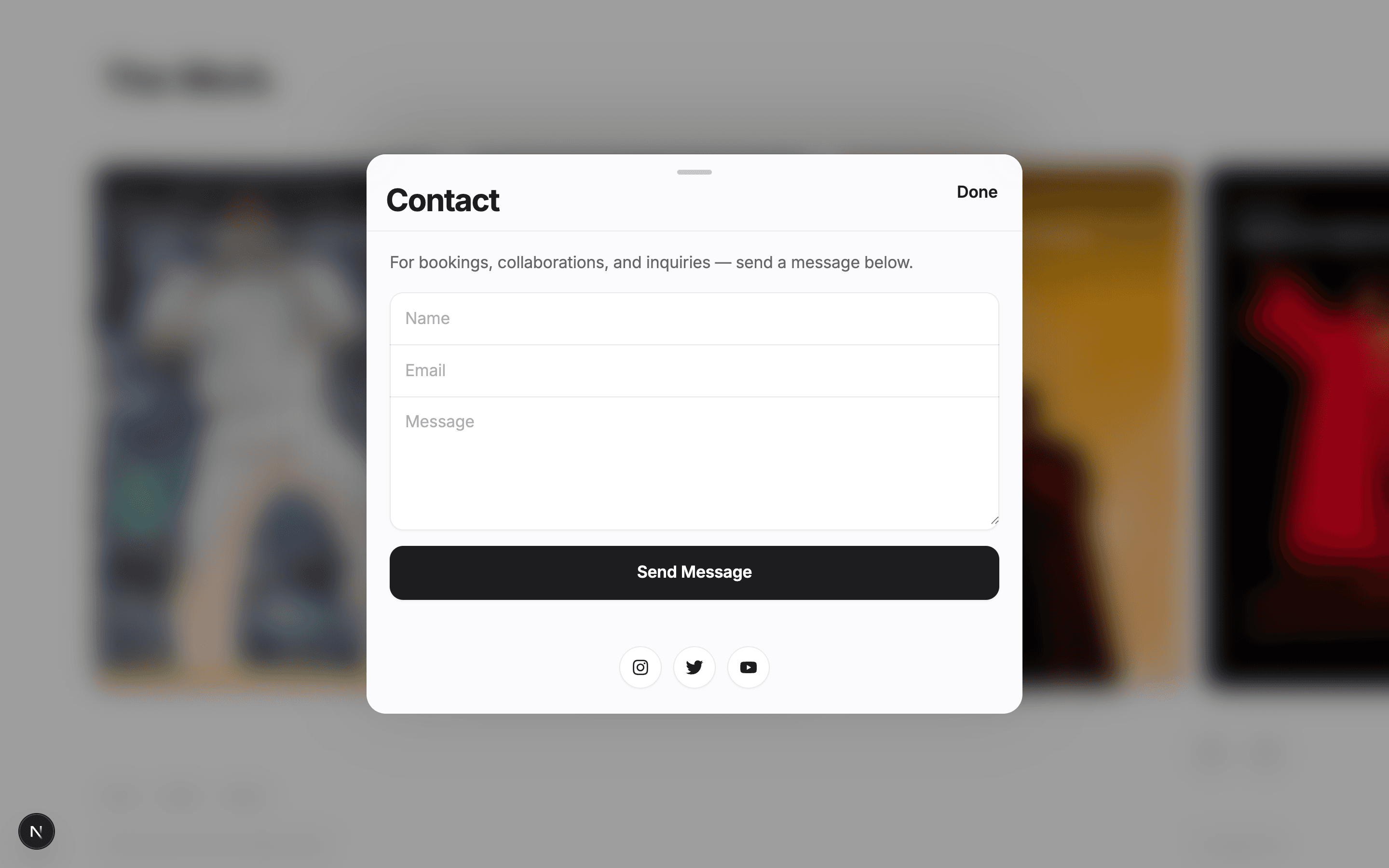 Charm La’Donna Contact modal with form