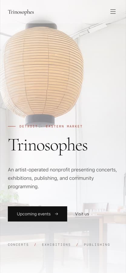 Trinosophes mobile homepage