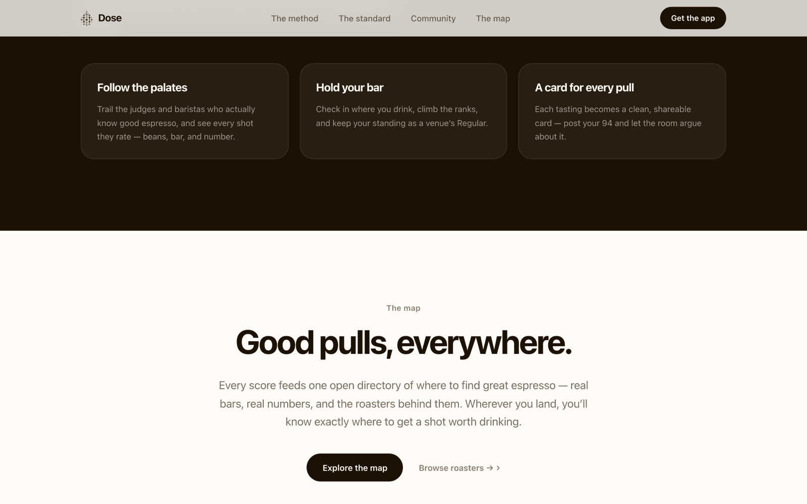 Dose — the open map of great espresso